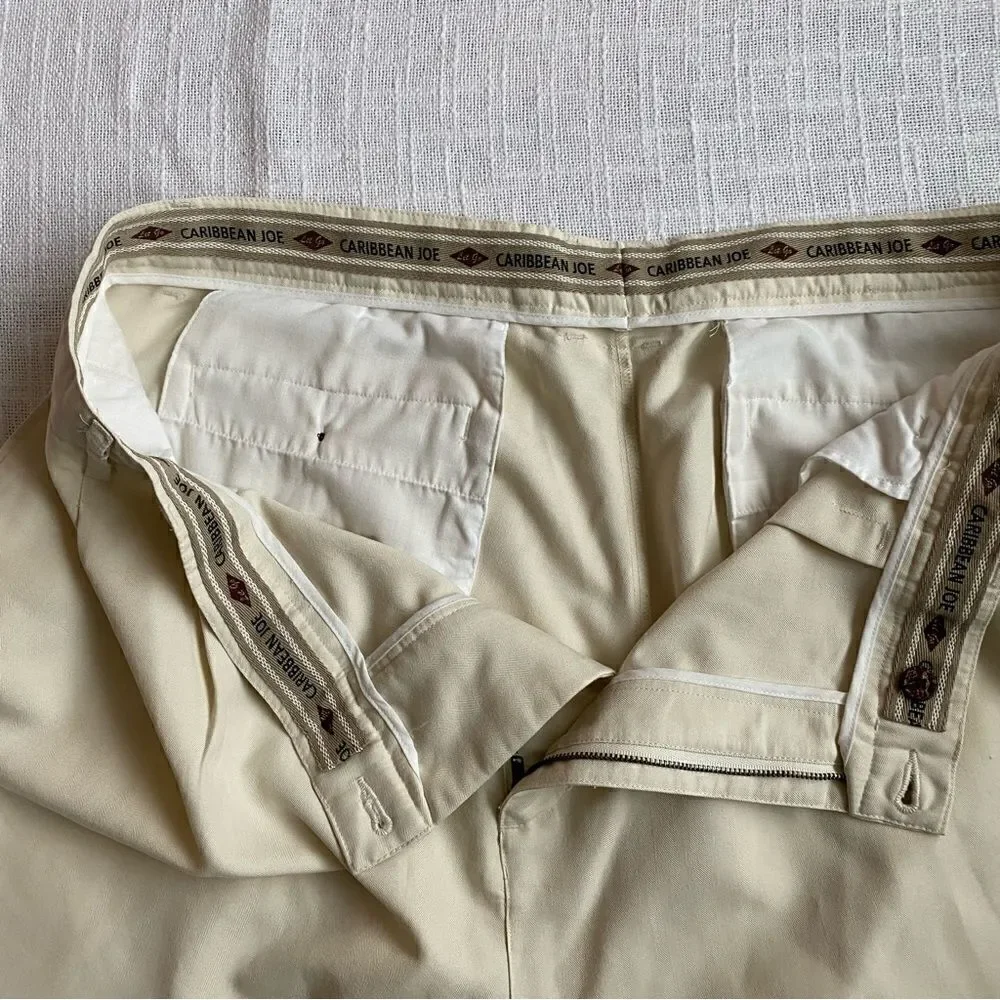 Caribbean Joe Cream Dressy Shorts Pleated Front